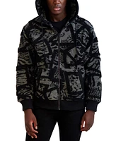 Karl Lagerfeld Paris Men's Abstract Mixed Media Fleece Jacket