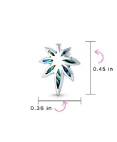 Bling Jewelry Rainbow Iridescent Inlay Abalone Shell Leaf Stud Earrings Western Jewelry For Women .925 Sterling Silver Lever Back