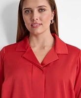 Dkny Plus Notched Collar Long-Sleeve Shirt