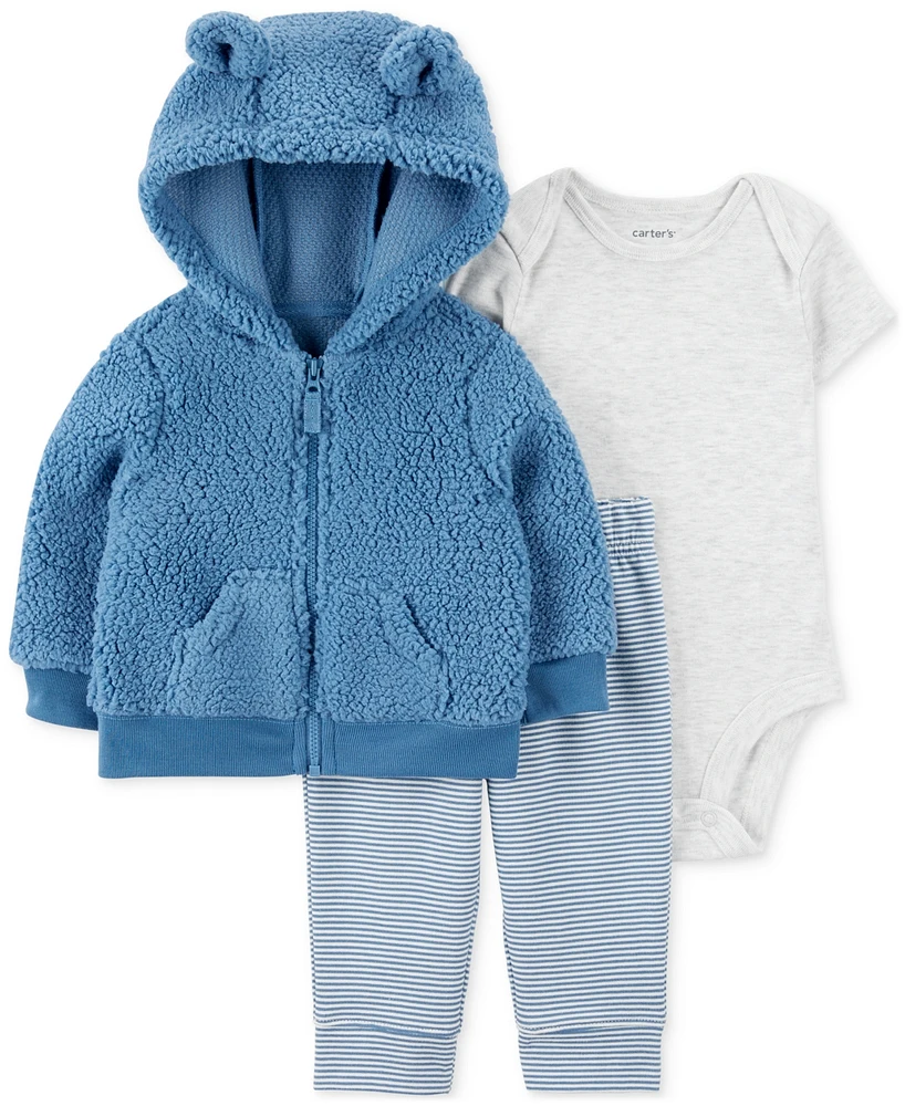 Carter's Baby Boys Bear Jacket, Bodysuit & Pants, 3 Piece Set