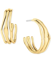 Calvin Klein Medium Wavy Triple-Row C-Hoop Earrings, 1.04"