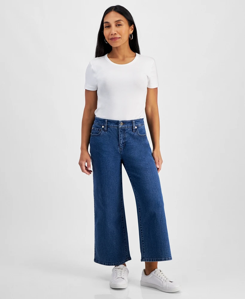 I.n.c. International Concepts Petite High-Rise Wide-Leg Jeans, Created for Macy's