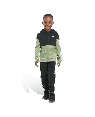 adidas Little and Toddler Boys Hooded Mix Jacket Jogger, 2-Piece Set