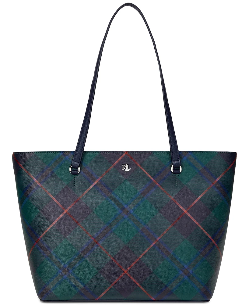 Lauren Ralph Lauren Karly Plaid Leather - Tote Bag