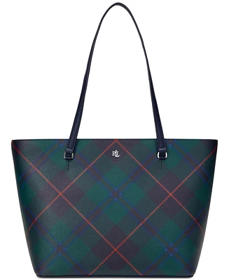 Lauren Ralph Lauren Karly Plaid Leather - Tote Bag