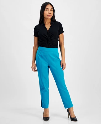 I.n.c. International Concepts Petite High-Rise Tapered Side-Slit Pants, Created for Macy's