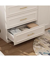 Famapy 6-Door Big Armoires with 2 Hanging Rods, 3-Drawers, Shelves