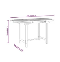 vidaXL Extending Patio Table 43.3"-63"x31.5"x29.5" Solid Wood Teak