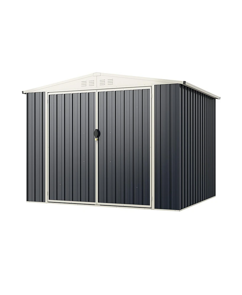 Sugift 7.5 x 6.3 Ft Metal Outdoor Storage Shed with Lockable Door