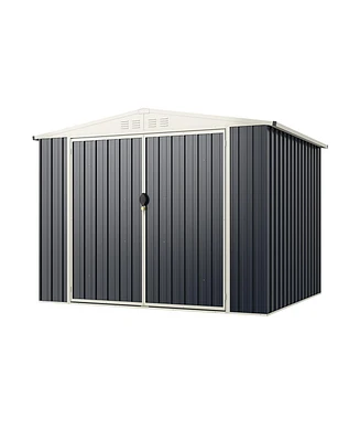 Sugift 7.5 x 6.3 Ft Metal Outdoor Storage Shed with Lockable Door