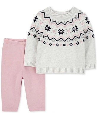 Carter's Baby Girls Fair Isle Sweater & Leggings, 2 Piece Set