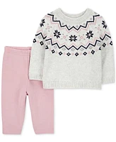 Carter's Baby Girls Fair Isle Sweater & Leggings, 2 Piece Set