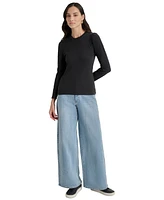 Dkny Jeans Women's Long Puff-Sleeve Crewneck Top