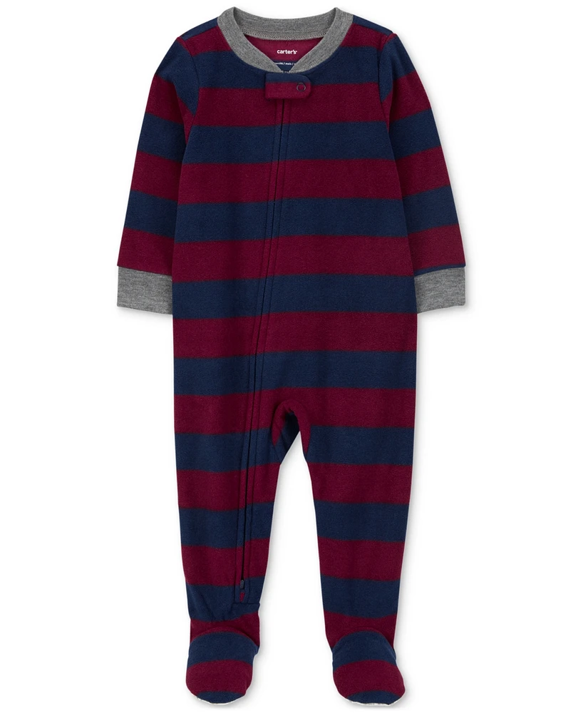 Carter's Baby Boys 1-Piece Striped Fleece Footed Pajamas