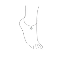 Bling Jewelry Nautical Cubic Zirconia Pave Dangle Charm Boat Anchor Anklet Ankle Bracelet For Women .925 Sterling Silver 9-10 Inch