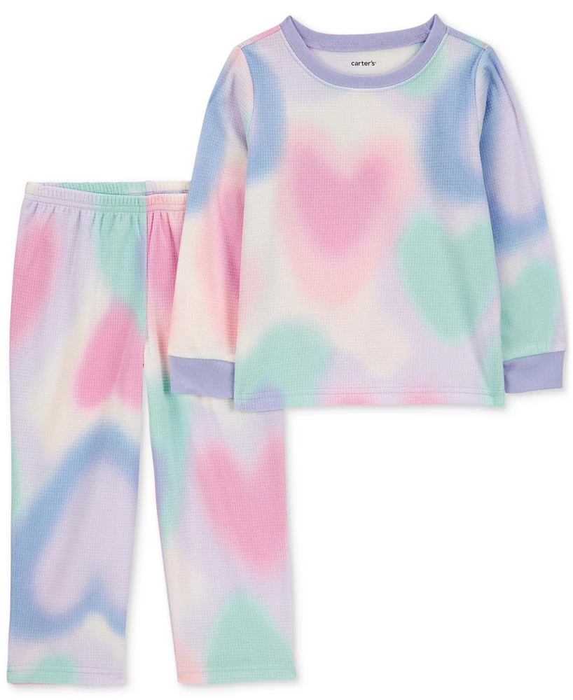 Carter's Toddler Girls Heart Space-Dye Fleece Pajamas, 2 Piece Set