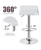 Sugift Set of 2 Modern Design Adjustable Pu Leather Backless Bar Stools
