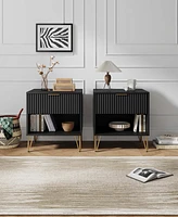 Manhattan Comfort 2-Piece Dumbo Medium-Density Fiberboard 1-Drawer Modern Nightstand Set