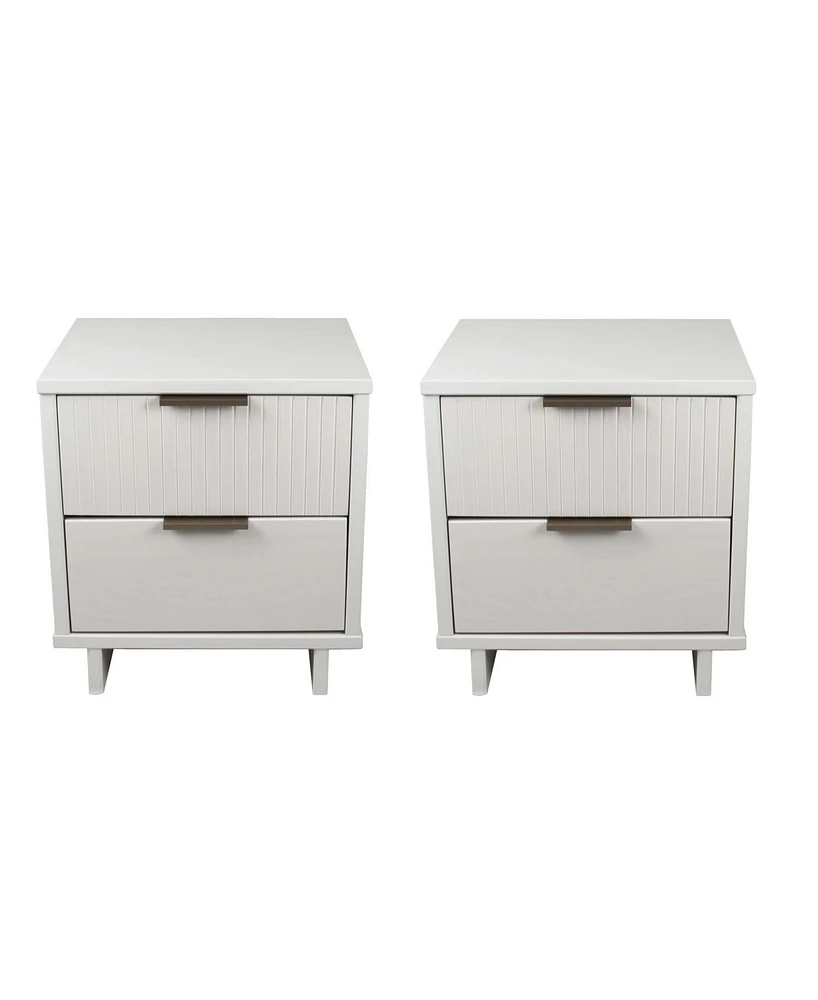 Manhattan Comfort 2-Piece Granville Solid Pine Wood -Drawer Nightstand Set