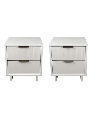 Manhattan Comfort 2-Piece Granville Solid Pine Wood -Drawer Nightstand Set