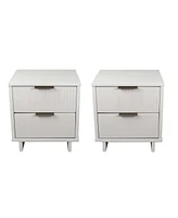 Manhattan Comfort 2-Piece Granville Solid Pine Wood -Drawer Nightstand Set