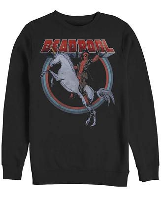 Fifth Sun Mens Deadpool On Unicorn Crew Fleece Pullover