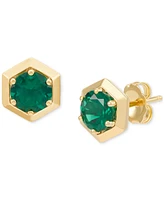 2-Pc. Set Lab-Created Emerald Solitaire Pendant Necklace & Matching Stud Earrings (2-3/4 ct. t.w.) in 14k Gold-Plated Sterling Silver