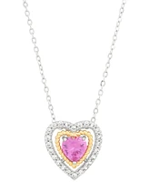 2-Pc. Set Lab Created Pink Sapphire (2 ct. t.w.) & Lab Created White Sapphire (1-1/5 ct. t.w.) Heart Pendant Necklace & Matching Stud Earrings in Ster