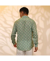 Campus Sutra Men's Grass Green Polka Dot Shirt