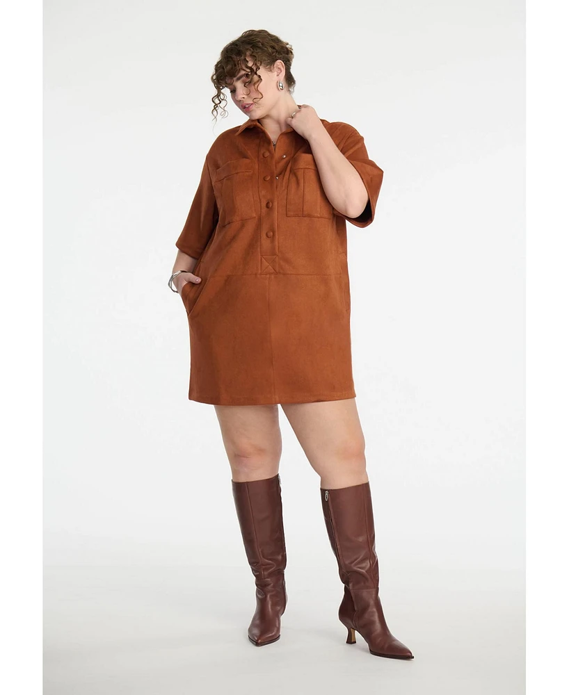 Eloquii Plus Suede Mini Shirt Dress