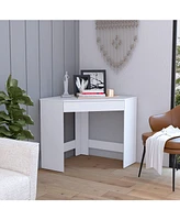 Depot E-Shop Savoy White Corner Desk with Compact Design and Drawer