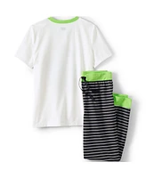 Lands' End Big Girls Short Sleeve Top and Jogger Bottom Pajama Set
