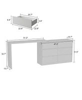 Homsee 6-Drawer L-Shaped Chest of Drawers with Rotatable Desktop