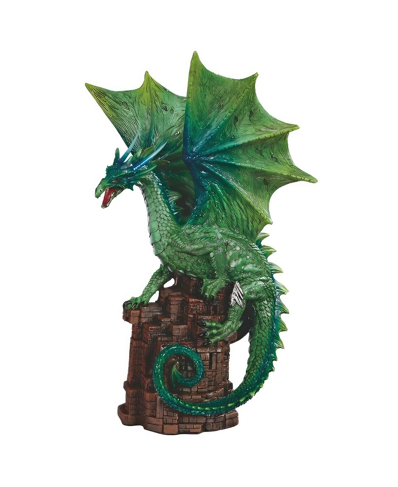 Fc Design 11"H Green Dragon Challenging on Castle Figurine Decoration Home Decor Perfect Gift for House Warming, Holidays and Birthdays