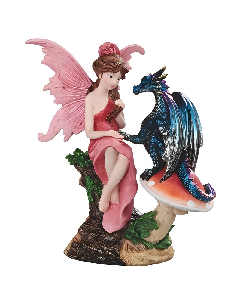 Fc Design 8.25"H Fairy with Dragon on Mushroom Figurine Decoration Home Decor Perfect Gift for House Warming, Holidays and Birthdays