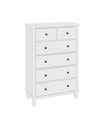 Homsee White 6-Drawers Wood Chest of Drawer Dresser