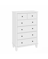 Homsee White 6-Drawers Wood Chest of Drawer Dresser