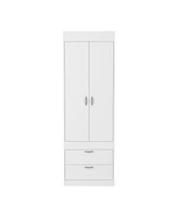 Depot E-Shop Portugal Armoire, Double Door Cabinet, Two Drawers, Metal Handles, Rod