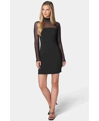 Bebe Women's Mock Neck Long Sleeve Dress