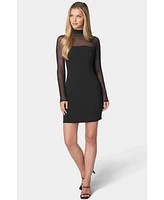 Bebe Women's Mock Neck Long Sleeve Dress