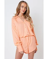 Creea the Label Women's Button-Up Long Sleeve Romper