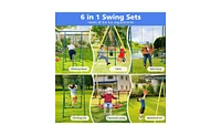 Slickblue Indoor/Outdoor Metal Swing Set with Safety Belt Perfect for Backyard Fun and Safety