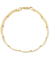 Textured & Filigree Two-Tone Open Link Bracelet in 10k Gold - Two