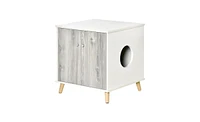 Slickblue 23.5" White Wooden Cat Litter Box End Table with Elegant Design