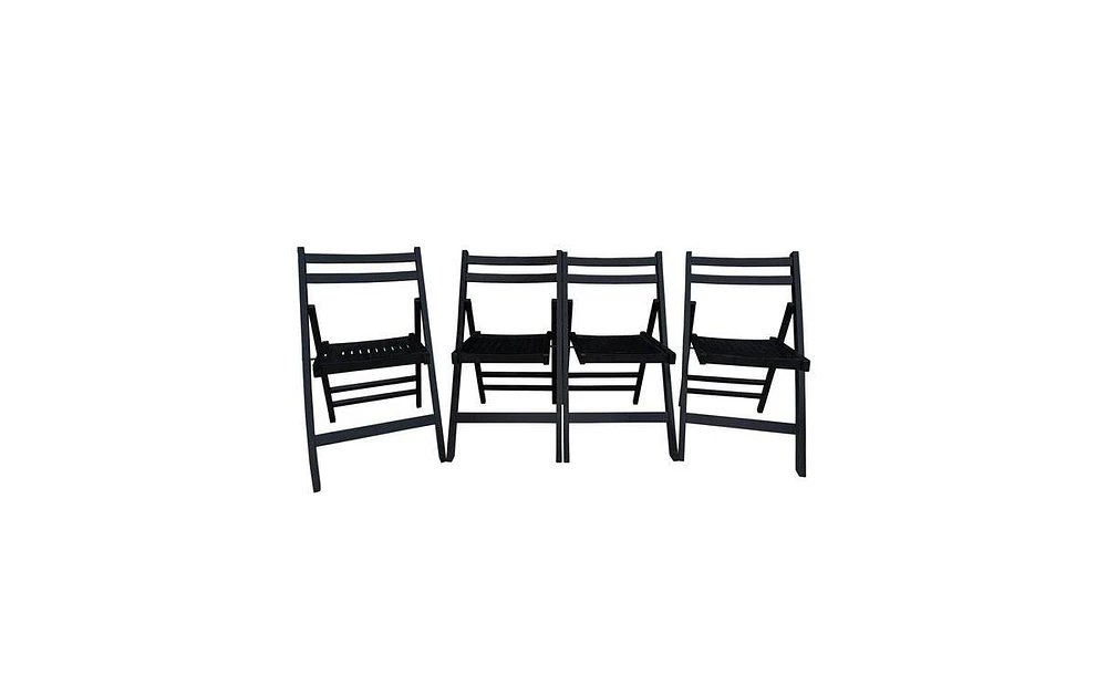 Set of 4 Slatted Wood Folding Chairs – Special Event Style, Foldable