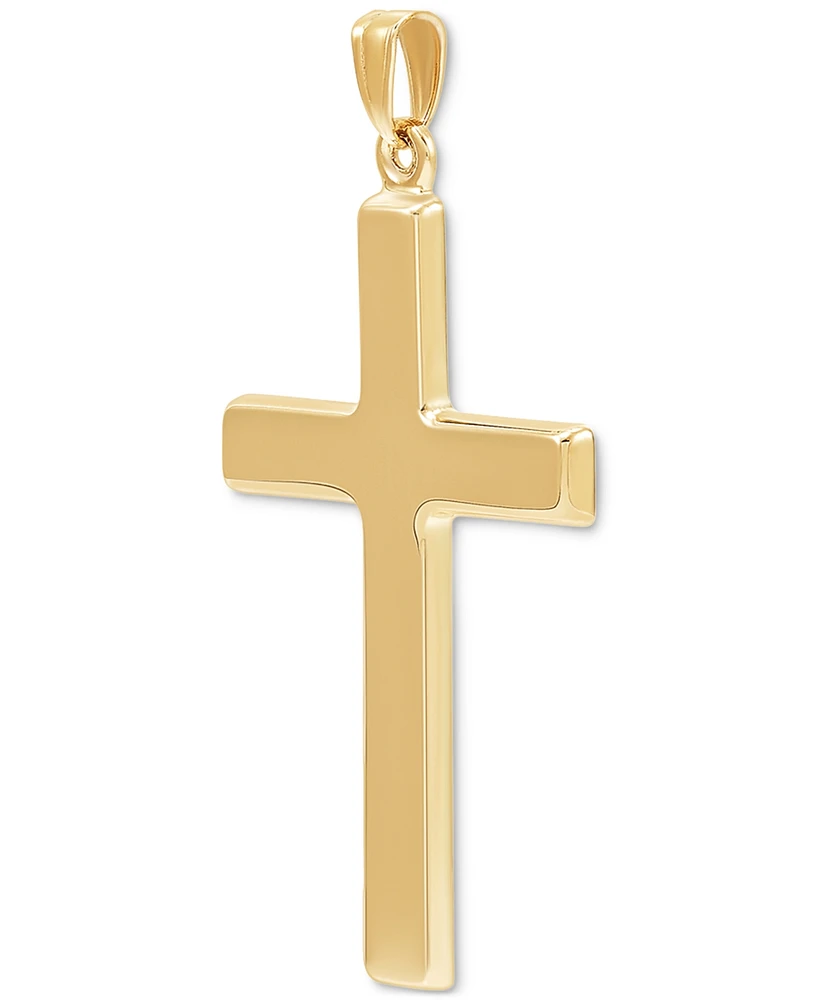 Men's High-Polished Simple Large Cross Pendant in 14k Gold