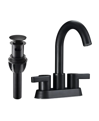 Slickblue 2-Handle Centerset Bathroom Sink Faucet with Pop-Up Drain Assembly Modern and Practical