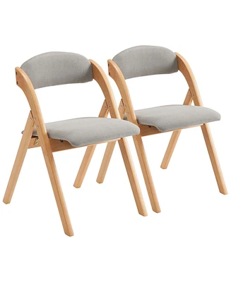 Slickblue 2 Pack Wooden Folding Chairs with Padded Seat and Back, Modern Dining Chairs Extra Chair for Guests Living Room Office Wedding Party