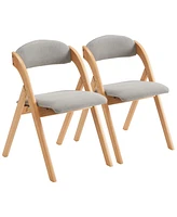 Slickblue 2 Pack Wooden Folding Chairs with Padded Seat and Back, Modern Dining Chairs Extra Chair for Guests Living Room Office Wedding Party