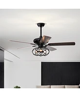 Slickblue Low Profile Ceiling Fan with Lights (Bulb Not Included) – Dark Wood Blades